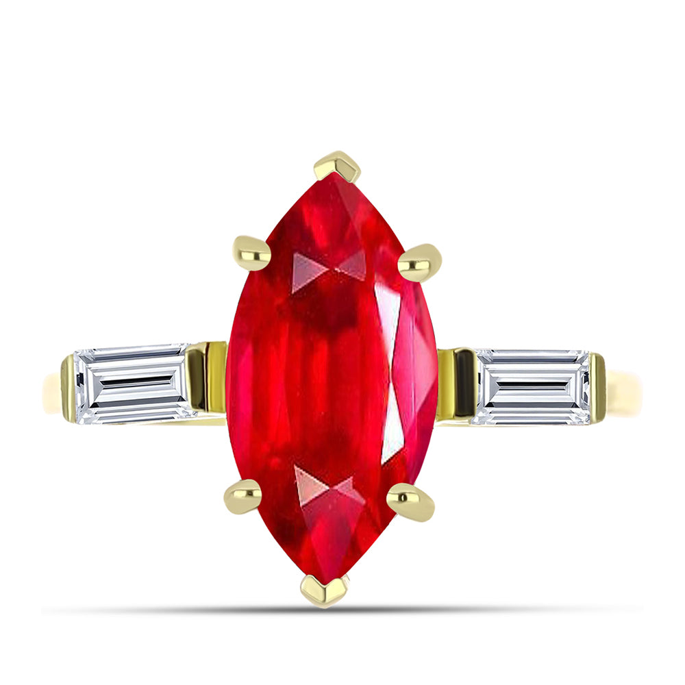 Inel din Argint 925 Placat cu Aur ( 2.25 grame ) cu Agat Roșu și Topaz Alb 3.08 Carate 1 