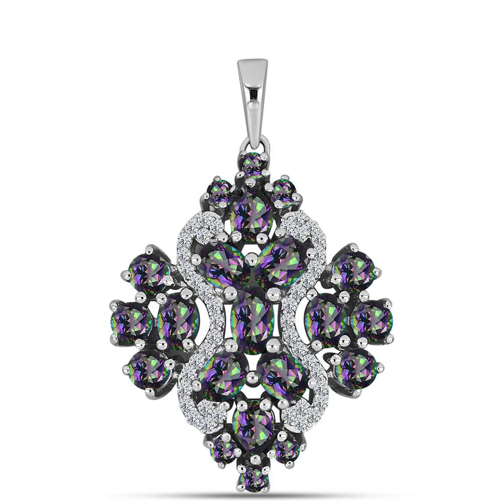 Pandantiv din Argint 925 ( 2.77 grame ) cu Cuarț Mistic Verde Brazilian și Topaz Alb 2.4 Carate