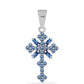 Cruce Pandantiv din Argint 925 ( 1.61 grame ) cu Moissanite Albastru Oceanic 0.61 Carate