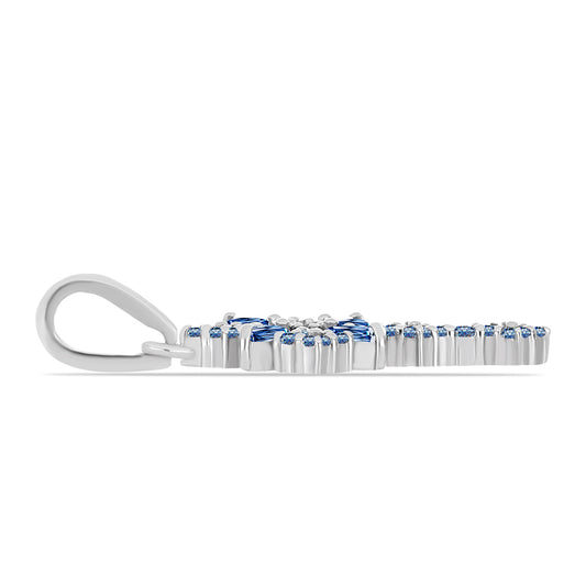 Cruce Pandantiv din Argint 925 ( 1.61 grame ) cu Moissanite Albastru Oceanic 0.61 Carate