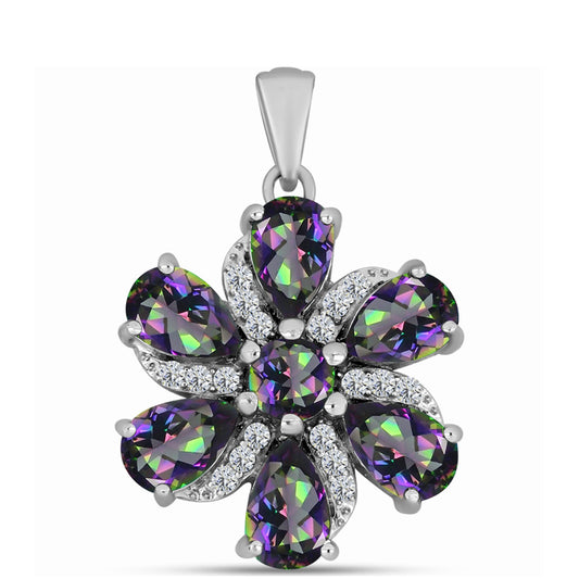 Pandantiv din Argint 925 ( 2.22 grame ) cu Cuarț Mistic Verde Brazilian și Topaz Alb 2.33 Carate