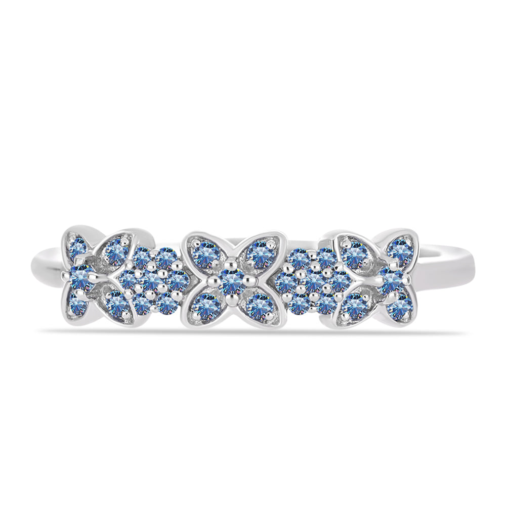 Inel din Argint 925 ( 2.03 grame ) cu Moissanite Albastru Oceanic 0.26 Carate 1 