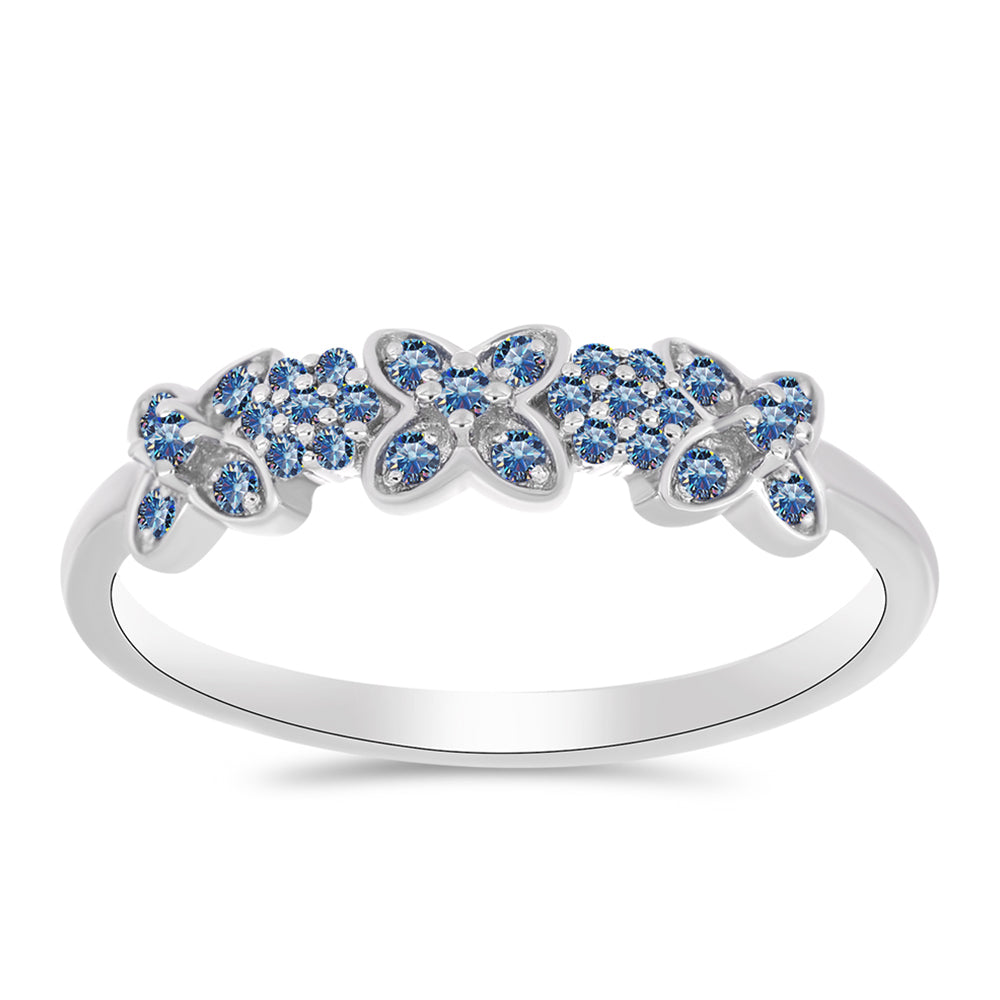 Inel din Argint 925 ( 2.03 grame ) cu Moissanite Albastru Oceanic 0.26 Carate