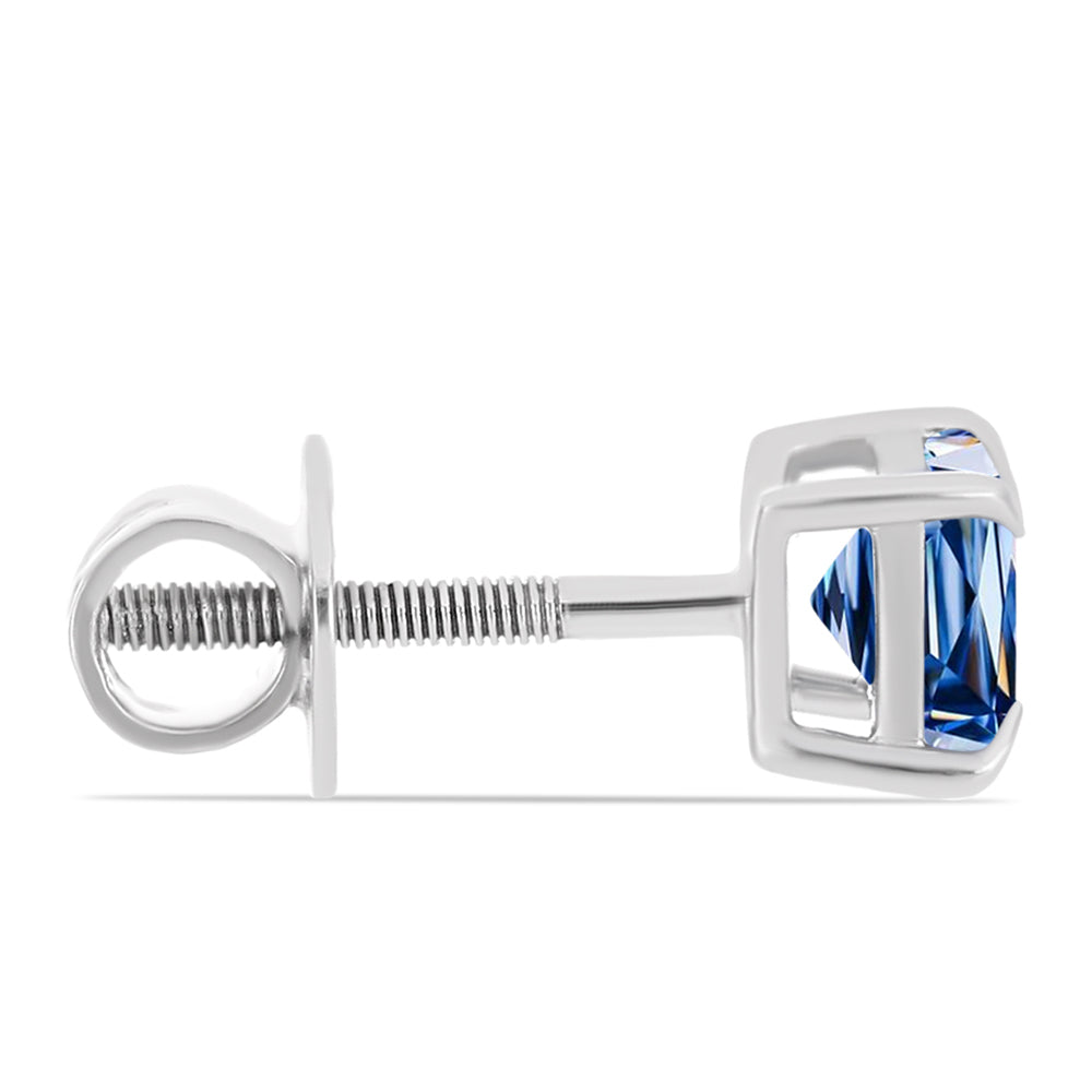 Cercei din Argint 925 ( 1.25 grame ) cu Moissanite Albastru Oceanic 1.3 Carate