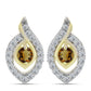 Cercei din Argint 925 Placat cu Aur ( 3.81 grame ) cu Cuarț Coniac și Topaz Alb 1.18 Carate