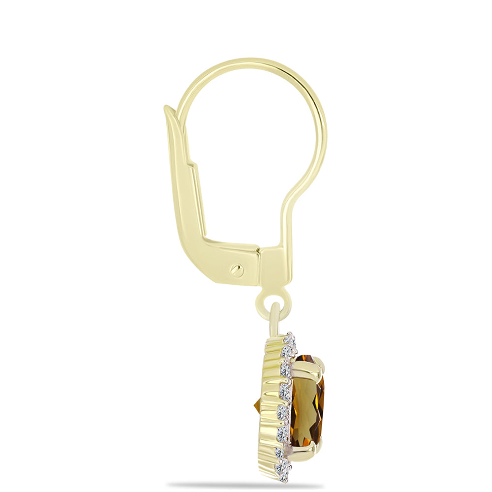 Cercei din Argint 925 Placat cu Aur ( 2.03 grame ) cu Cuarț Coniac și Topaz Alb 2.72 Carate 2 