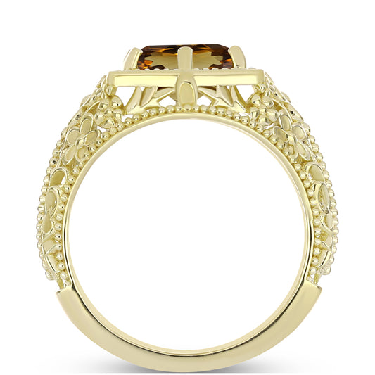 Inel din Argint 925 Placat cu Aur ( 3.47 grame ) cu Cuarț Coniac 1.52 Carate