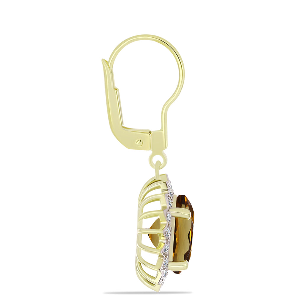 Cercei din Argint 925 Placat cu Aur ( 3.55 grame ) cu Cuarț Coniac și Topaz Alb 6.64 Carate 2 
