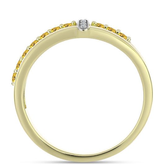 Inel din Argint 925 Placat cu Aur ( 3.65 grame ) cu Cuarț Coniac și Topaz Alb 0.38 Carate