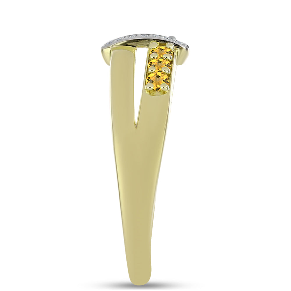 Inel din Argint 925 Placat cu Aur ( 3.65 grame ) cu Cuarț Coniac și Topaz Alb 0.38 Carate
