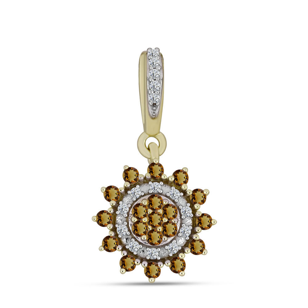 Pandantiv din Argint 925 Placat cu Aur ( 1.57 grame ) cu Cuarț Coniac și Topaz Alb 0.39 Carate