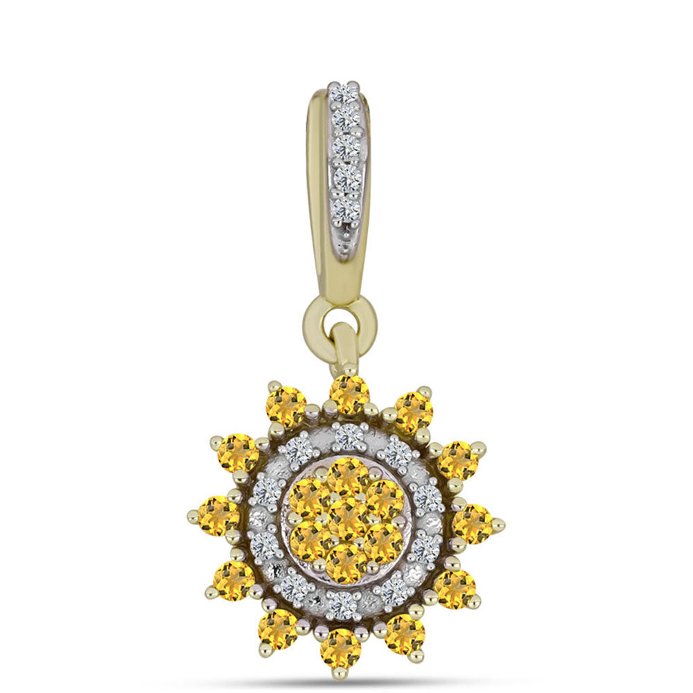Pandantiv din Argint 925 Placat cu Aur ( 1.57 grame ) cu Cuarț Coniac și Topaz Alb 0.39 Carate