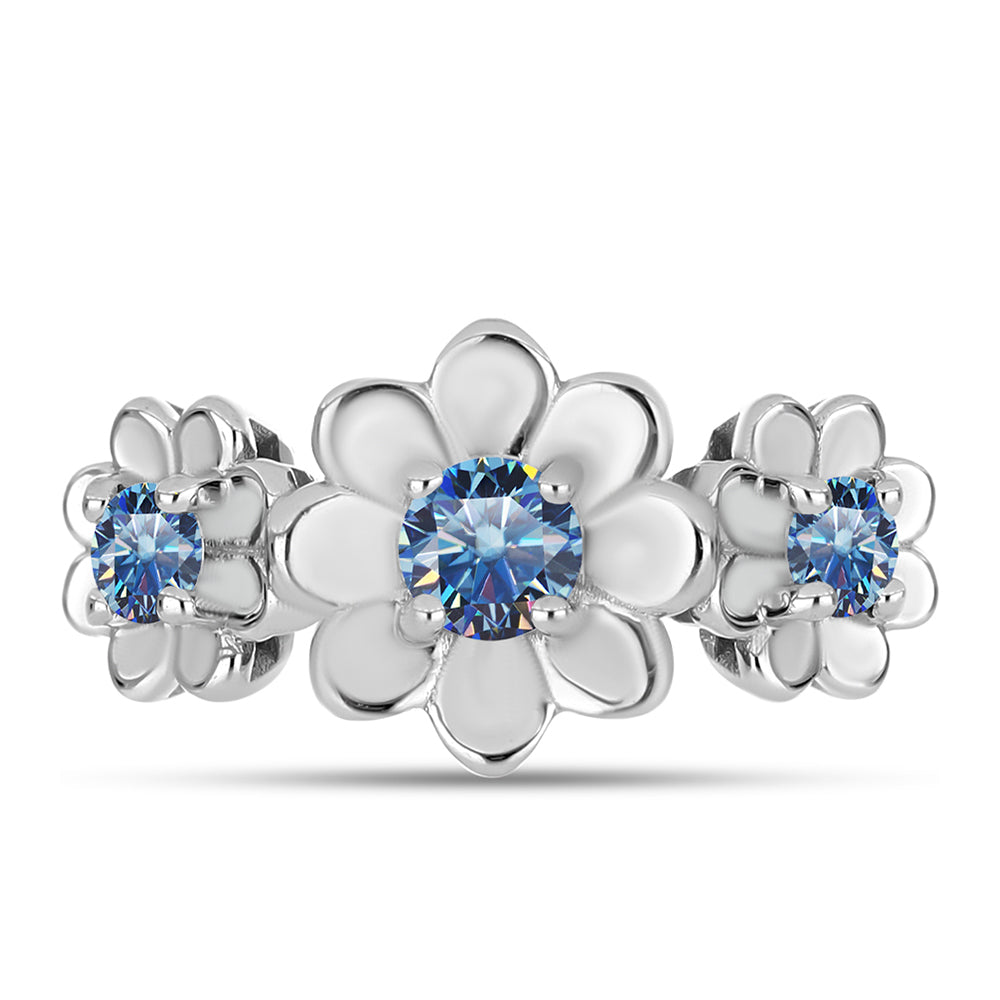 Inel din Argint 925 ( 3.33 grame ) cu Moissanite Albastru Oceanic 0.44 Carate 1 