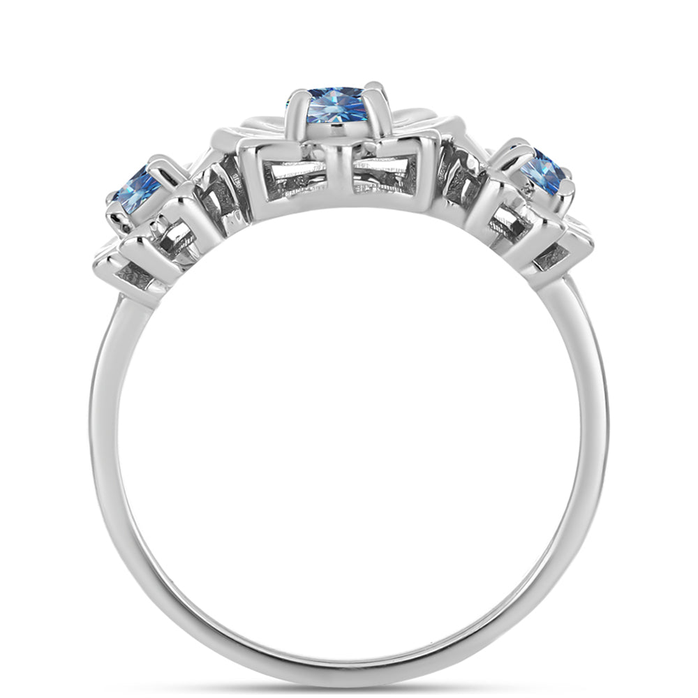 Inel din Argint 925 ( 3.33 grame ) cu Moissanite Albastru Oceanic 0.44 Carate 2 