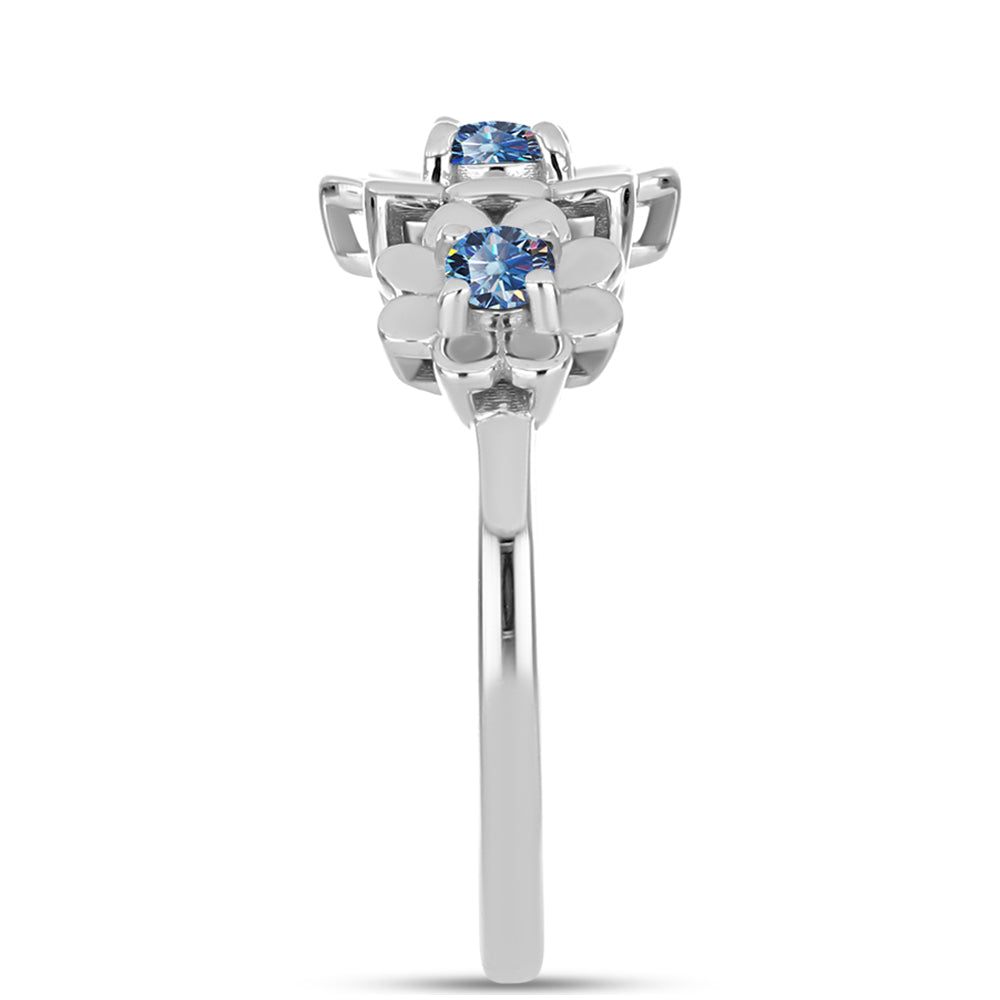Inel din Argint 925 ( 3.33 grame ) cu Moissanite Albastru Oceanic 0.44 Carate 4 