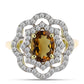 Inel din Argint 925 Placat cu Aur ( 3.08 grame ) cu Cuarț Coniac și Topaz Alb 1.58 Carate