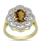 Inel din Argint 925 Placat cu Aur ( 3.08 grame ) cu Cuarț Coniac și Topaz Alb 1.58 Carate
