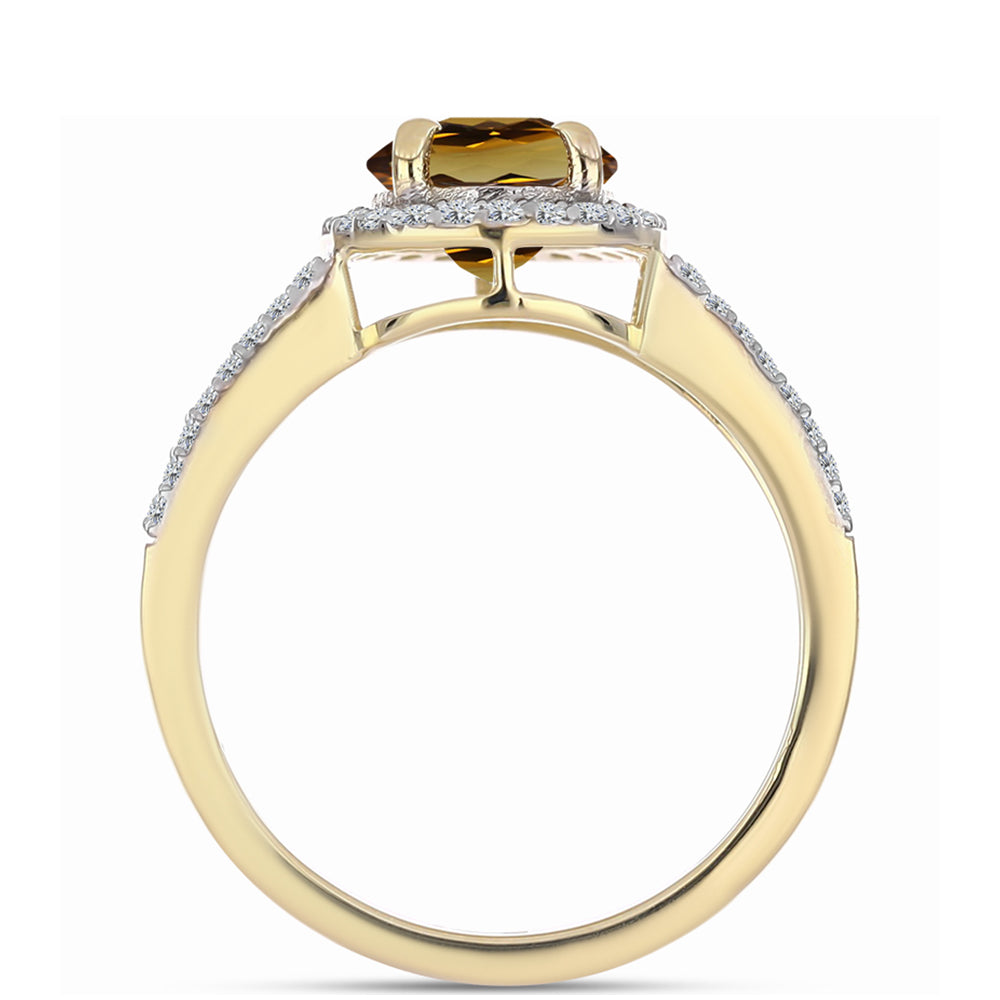 Inel din Argint 925 Placat cu Aur ( 2.23 grame ) cu Cuarț Coniac și Topaz Alb 2.12 Carate 2 