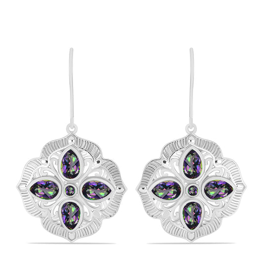 Cercei din Argint 925 ( 6.75 grame ) cu Cuarț Mistic Verde Brazilian 2.66 Carate