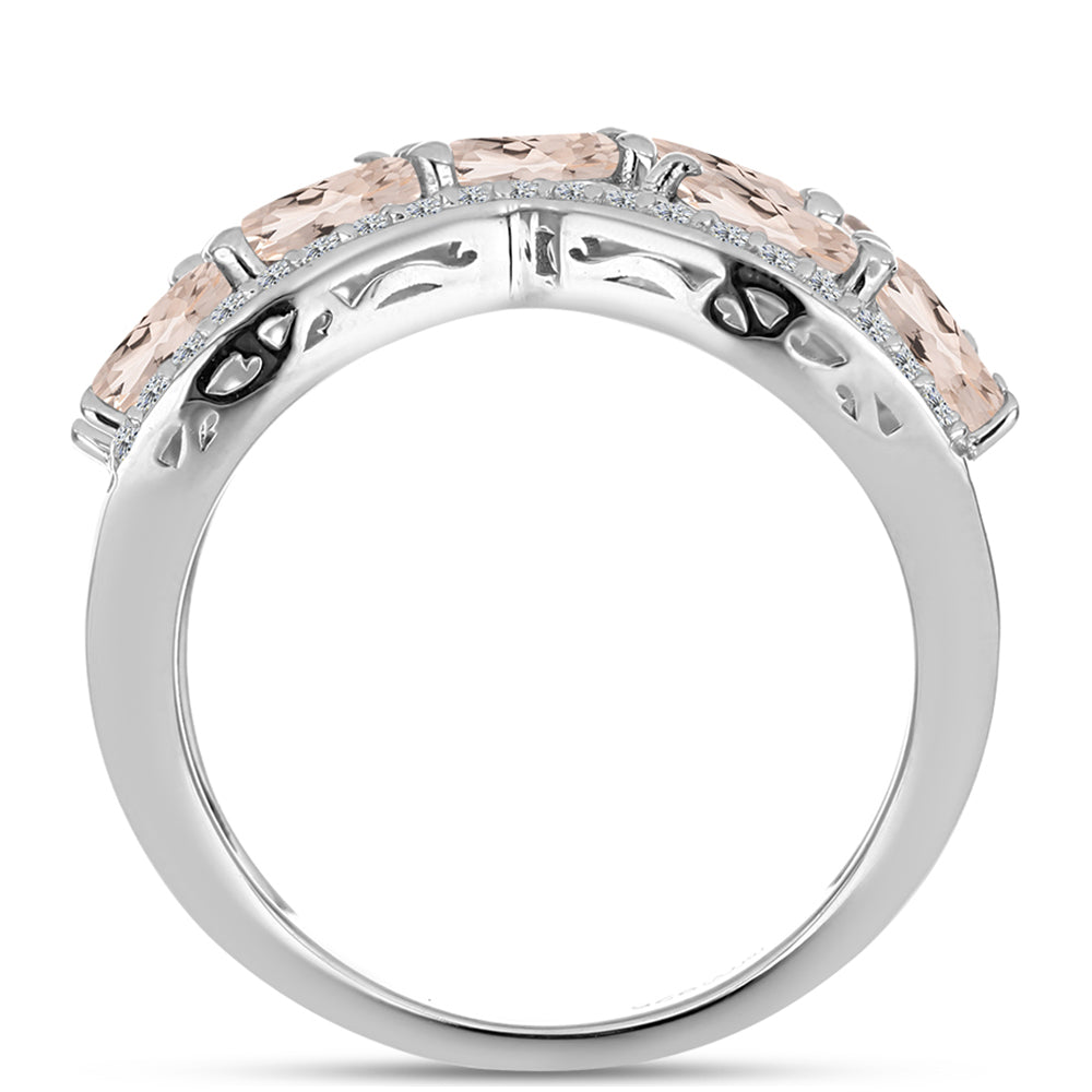 Inel din Argint 925 ( 4.92 grame ) cu Morganit Gozareh și Topaz Alb 2.47 Carate