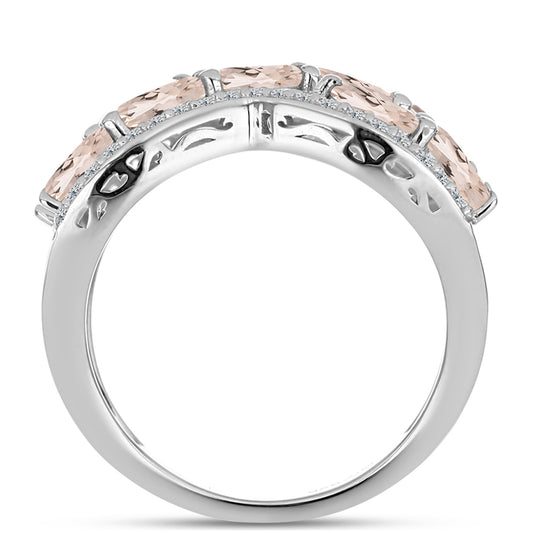 Inel din Argint 925 ( 4.92 grame ) cu Morganit Gozareh și Topaz Alb 2.47 Carate