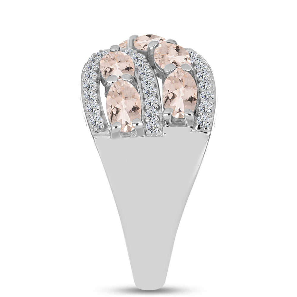 Inel din Argint 925 ( 4.92 grame ) cu Morganit Gozareh și Topaz Alb 2.47 Carate