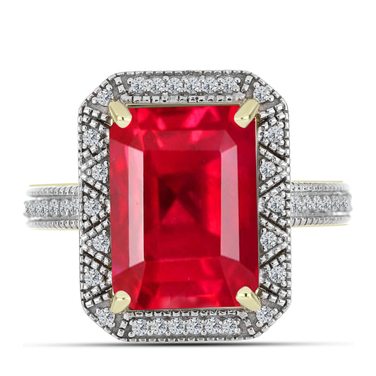 Inel din Argint 925 Placat cu Aur ( 6.78 grame ) cu Agat Roșu și Topaz Alb 7.12 Carate