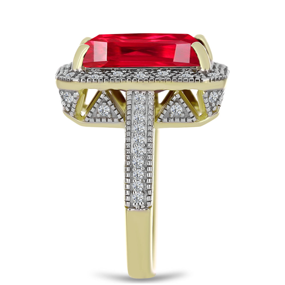 Inel din Argint 925 Placat cu Aur ( 6.78 grame ) cu Agat Roșu și Topaz Alb 7.12 Carate 4 
