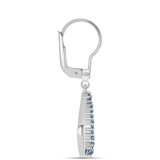 Cercei din Argint 925 ( 2.54 grame ) cu Moissanite Albastru Oceanic 0.46 Carate