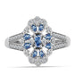 Inel din Argint 925 ( 3.54 grame ) cu Moissanite Albastru Oceanic și Topaz Alb 0.73 Carate