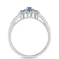 Inel din Argint 925 ( 3.54 grame ) cu Moissanite Albastru Oceanic și Topaz Alb 0.73 Carate