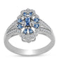 Inel din Argint 925 ( 3.54 grame ) cu Moissanite Albastru Oceanic și Topaz Alb 0.73 Carate