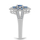 Inel din Argint 925 ( 3.54 grame ) cu Moissanite Albastru Oceanic și Topaz Alb 0.73 Carate