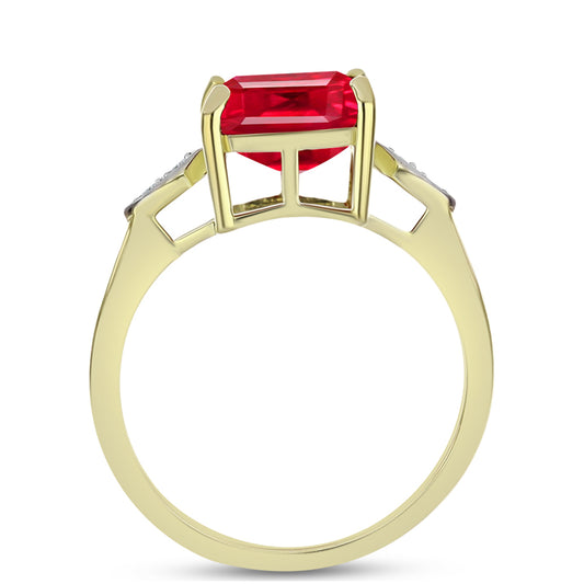 Inel din Argint 925 Placat cu Aur ( 2.76 grame ) cu Agat Roșu și Topaz Alb 4.11 Carate