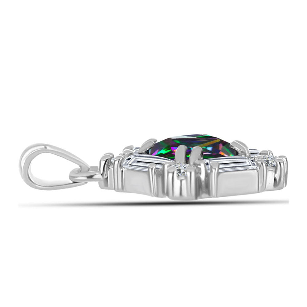 Pandantiv din Argint 925 ( 1.15 grame ) cu Cuarț Mistic Verde Brazilian și Topaz Alb 1.2 Carate 2 