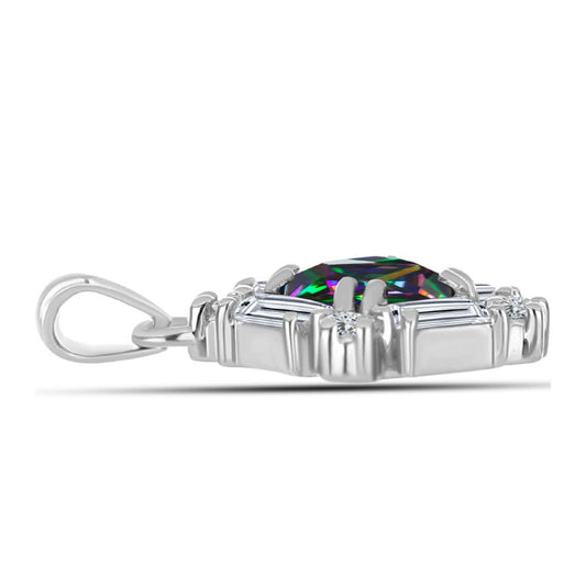 Pandantiv din Argint 925 ( 1.15 grame ) cu Cuarț Mistic Verde Brazilian și Topaz Alb 1.2 Carate
