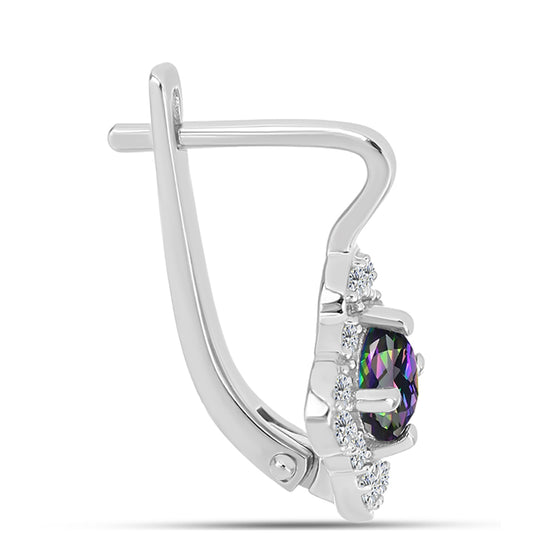 Cercei din Argint 925 ( 3.41 grame ) cu Cuarț Mistic Verde Brazilian și Topaz Alb 1.35 Carate