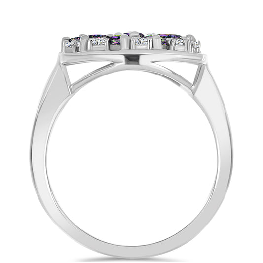 Inel din Argint 925 ( 3.46 grame ) cu Cuarț Mistic Verde Brazilian și Topaz Alb 1.21 Carate