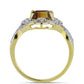 Inel din Argint 925 Placat cu Aur ( 3.54 grame ) cu Cuarț Coniac și Topaz Alb 3.29 Carate