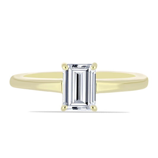 Inel din Argint 925 Placat cu Aur ( 2.58 grame ) cu Diamant Certificat cultivat în laborator 1.12 Carate