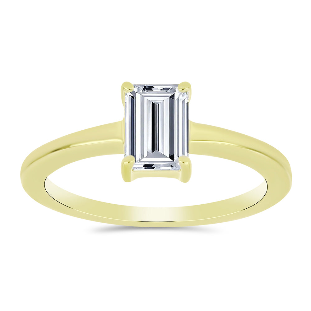 Inel din Argint 925 Placat cu Aur ( 2.58 grame ) cu Diamant Certificat cultivat în laborator 1.12 Carate
