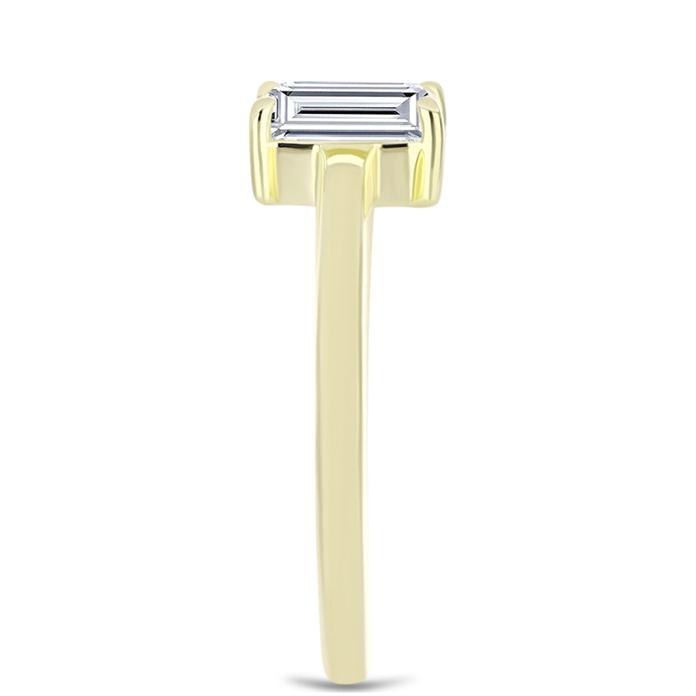 Inel din Argint 925 Placat cu Aur ( 2.58 grame ) cu Diamant Certificat cultivat în laborator 1.12 Carate