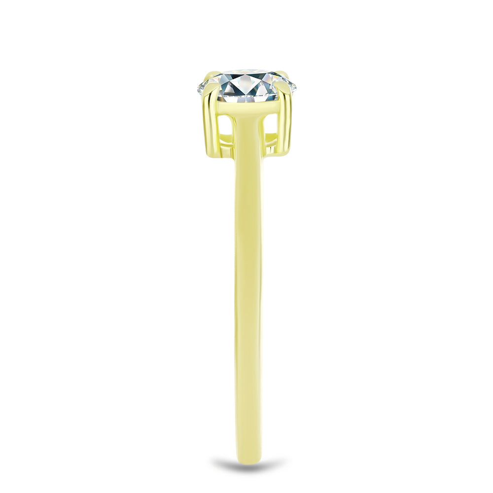 Inel din Argint 925 Placat cu Aur ( 2.05 grame ) cu Diamant Certificat cultivat în laborator 1.08 Carate