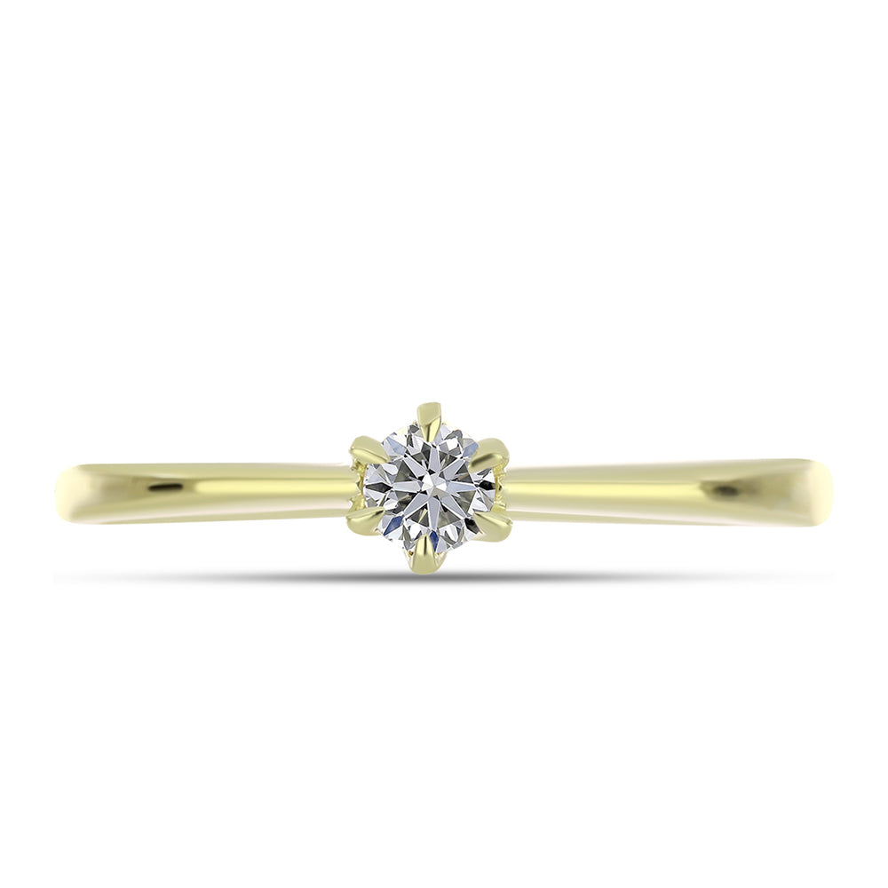 Inel din Argint 925 Placat cu Aur ( 1.69 grame ) cu Diamant Certificat cultivat în laborator 0.2 Carate