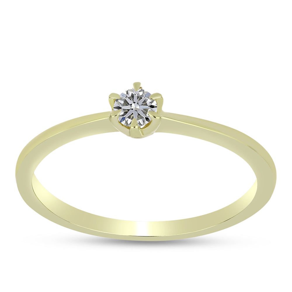 Inel din Argint 925 Placat cu Aur ( 1.69 grame ) cu Diamant Certificat cultivat în laborator 0.2 Carate 3 