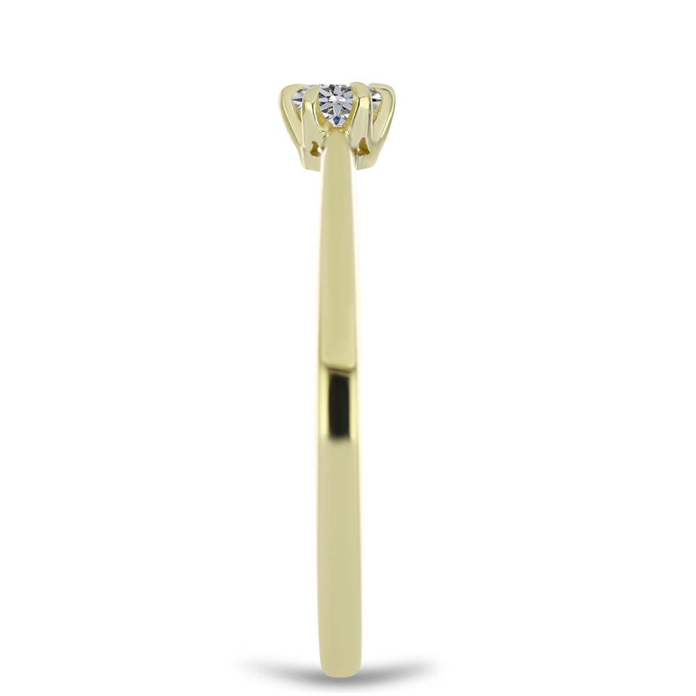 Inel din Argint 925 Placat cu Aur ( 1.69 grame ) cu Diamant Certificat cultivat în laborator 0.2 Carate 4 