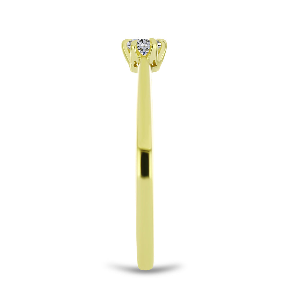 Inel din Argint 925 Placat cu Aur ( 1.69 grame ) cu Diamant Certificat cultivat în laborator 0.2 Carate 8 