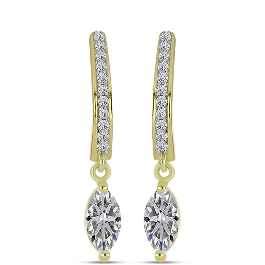 Cercei din Argint 925 Placat cu Aur ( 2.96 grame ) cu Diamant Certificat cultivat în laborator și Topaz Alb 1.12 Carate