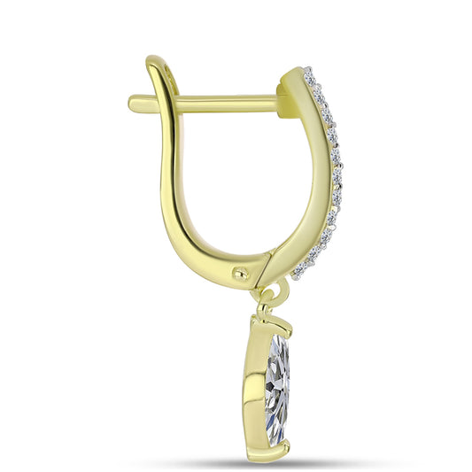 Cercei din Argint 925 Placat cu Aur ( 2.96 grame ) cu Diamant Certificat cultivat în laborator și Topaz Alb 1.12 Carate