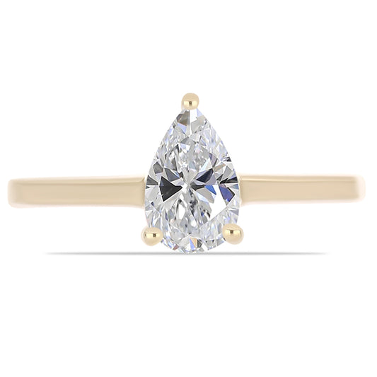 Inel din Argint 925 Placat cu Aur ( 2.01 grame ) cu Diamant Certificat cultivat în laborator 0.96 Carate